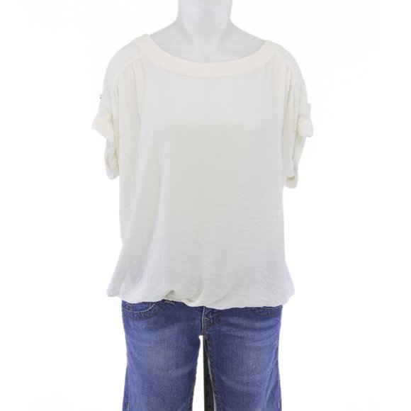 A.N.A. Cream Short Sleeve Bubble Blouse (XL) - Picture 1 of 3